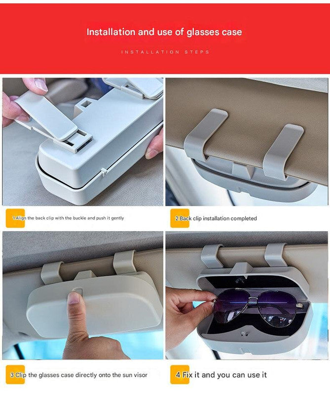 Grey Car Visor Sunglasses Holder | Compact and Durable Storage for Eyewear in Your Car 3