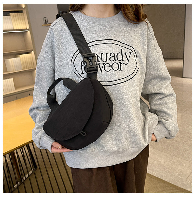 Black Trendy Crescent Crossbody Bag - Unique Design Shoulder Bag 29x6x17cm