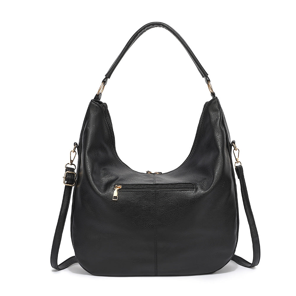 Black Faux Leather Hobo Bag - Large Shoulder Tote w/Coin Purse 3