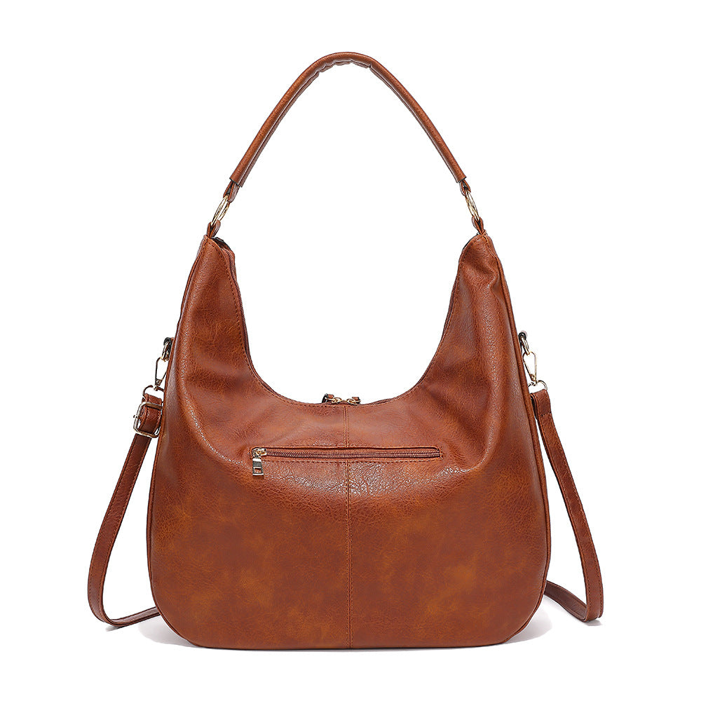 Brown Faux Leather Hobo Bag - Large Shoulder Tote w/Coin Purse 4