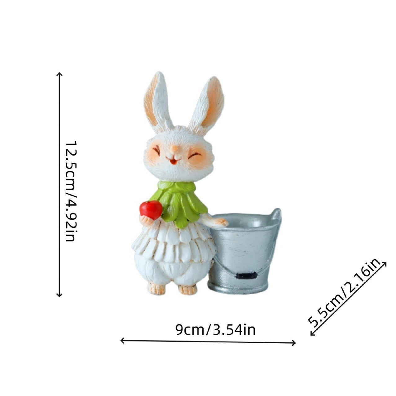 Purple Bunny with Bucket Whimsical Bunny Garden Decor - Easter Flower Pot Statue 3