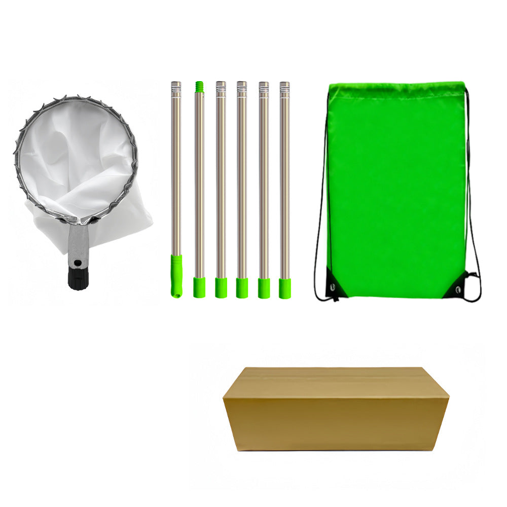 Telescoping Fruit Picker - Apple, Peach, Persimmon Harvesting Tool with Collection Bag, High Reach Fruit Catcher 2.4m