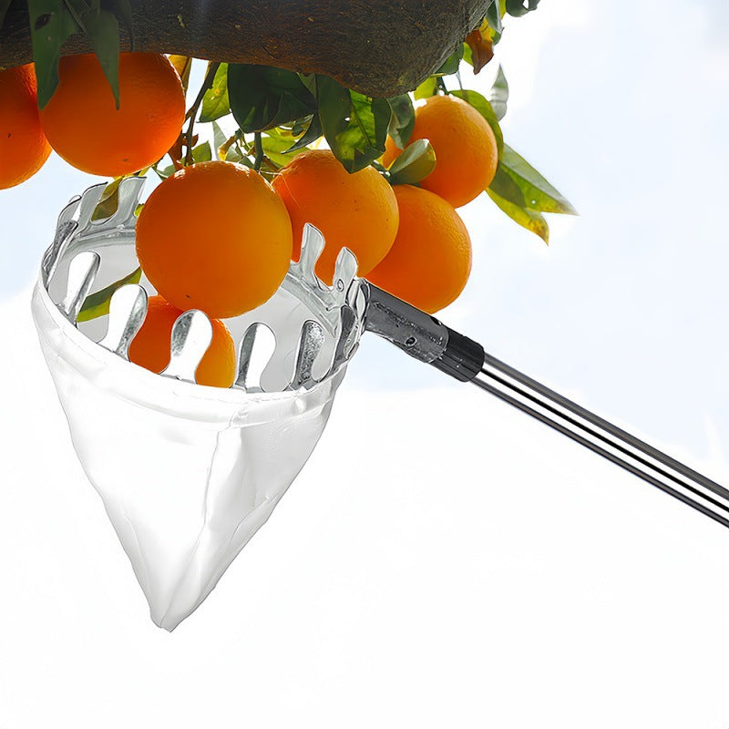 Telescoping Fruit Picker - Apple, Peach, Persimmon Harvesting Tool with Collection Bag, High Reach Fruit Catcher 2.4m 3