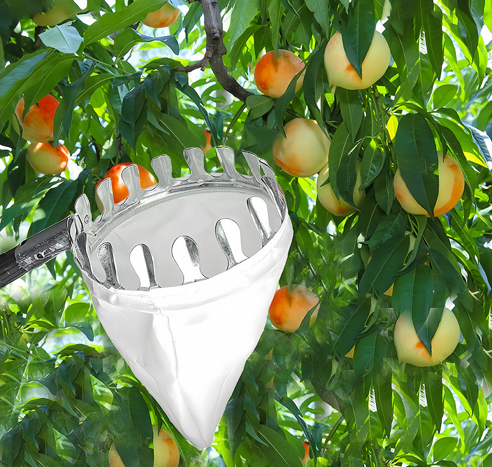 Telescoping Fruit Picker - Apple, Peach, Persimmon Harvesting Tool with Collection Bag, High Reach Fruit Catcher 4m 4