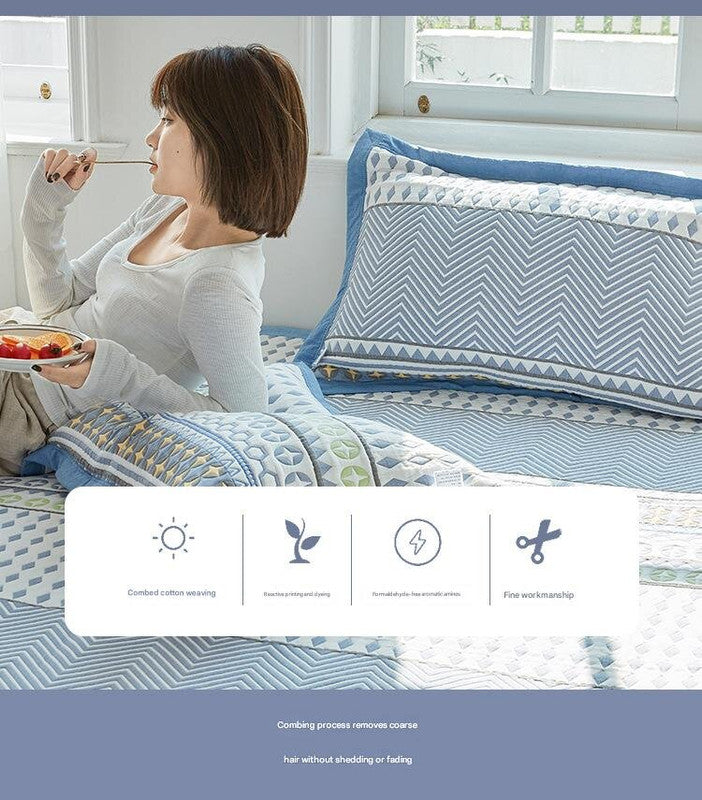 Fishbone pattern Soft Cotton Gauze Pillowcase Set - Breathable, Non-slip, Extra Large (Pillow Core Not Included)56x80cm