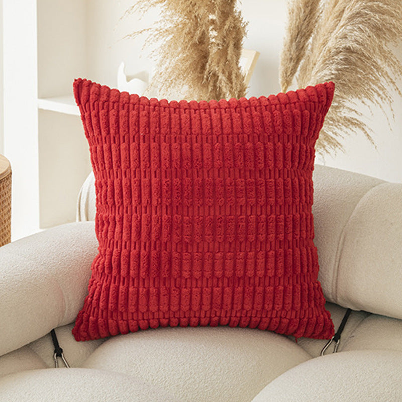 Red Set of 2 Corduroy Style Throw Pillow Covers - Machine Washable 45*45CM