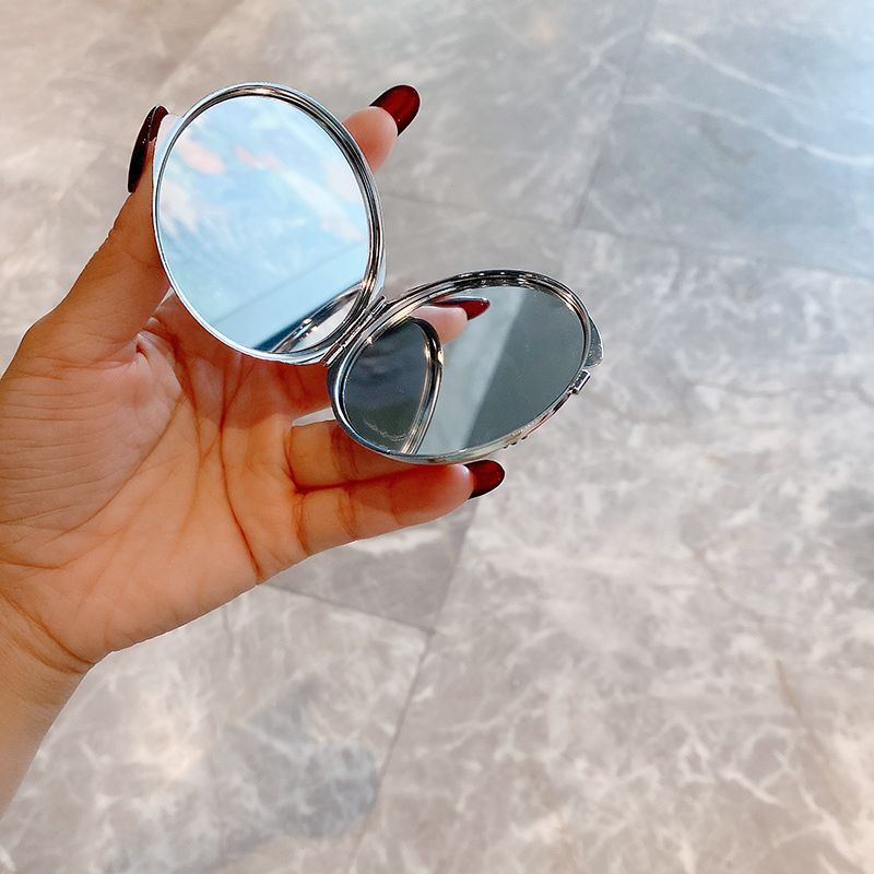 2 pcs White Sparkling Rhinestone Compact Mirror - Portable Folding Makeup Mirror with Full Diamond Design 3