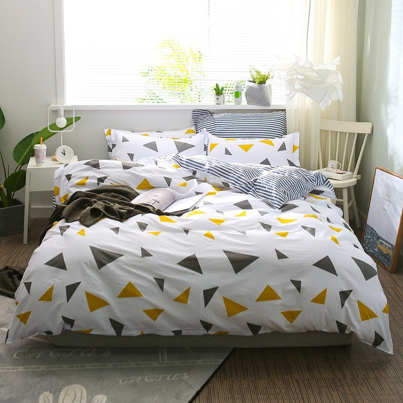 Triangle pattern Duvet Cover - 3 Piece Bedding Set (with Corner Ties)Quilt cover 200cm x 230cm, pillowcase 51 x 92cm 3