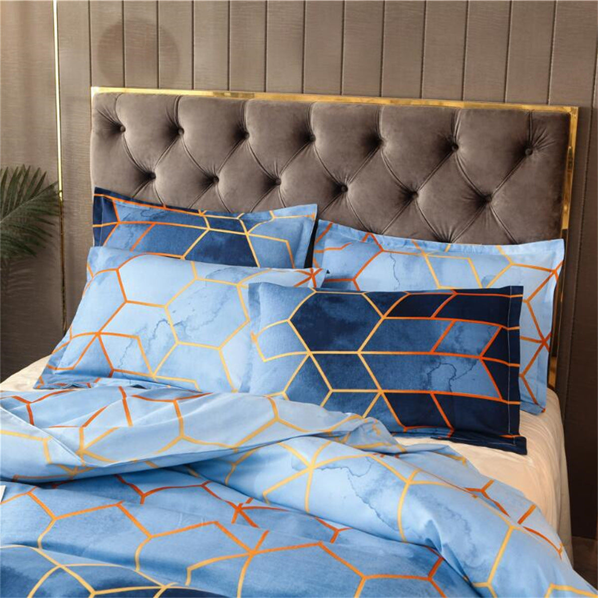 Geometric Print Duvet Cover - 3 Piece Blue Ombre Bedding Set Quilt cover 230x230cm-Pillow cover 51x76cm 4