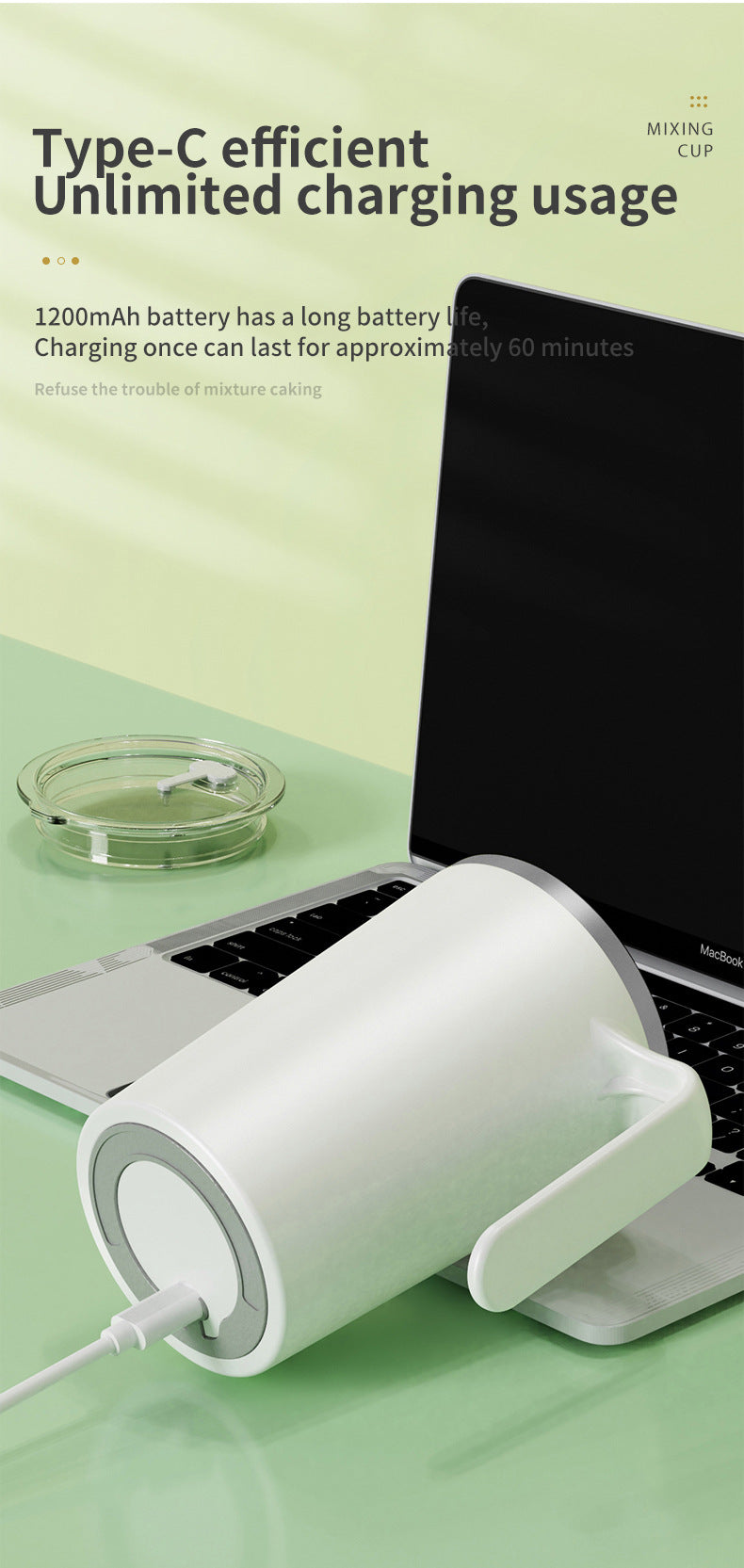 White Portable Automatic Mixing Coffee Cup - Stainless Steel Magnetic Stirrer(No handle) 3