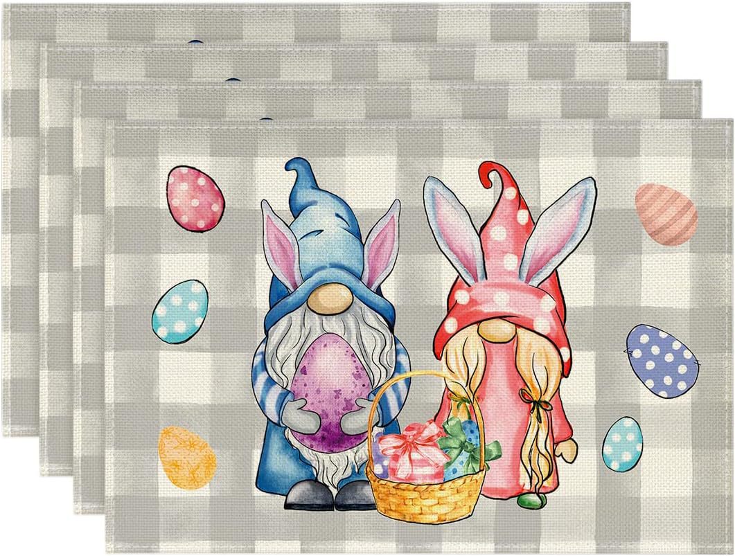 Easter Cotton-Linen Placemats - Set of 4 Anti-Stain Table Mats(Style 15)