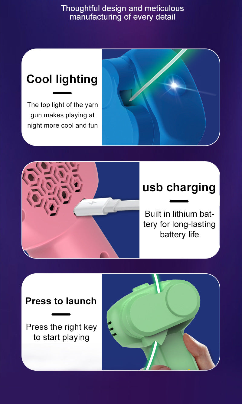 Dark blue 3-Meter Glow-in-the-Dark Rope Launcher Toy - Fun Stress Relief for All Ages 5