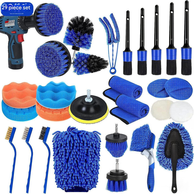 Car Cleaning Supplies - Complete Auto Detail Brush Set for Interior, Exterior, Wheels & Tires - Power Scrubber Drill Brush Kit Included