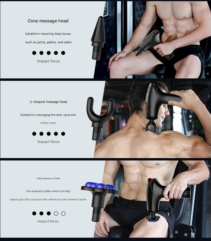 Black Fitness Muscle Relief Gun - Mini, Cold Pack, LED Display 5