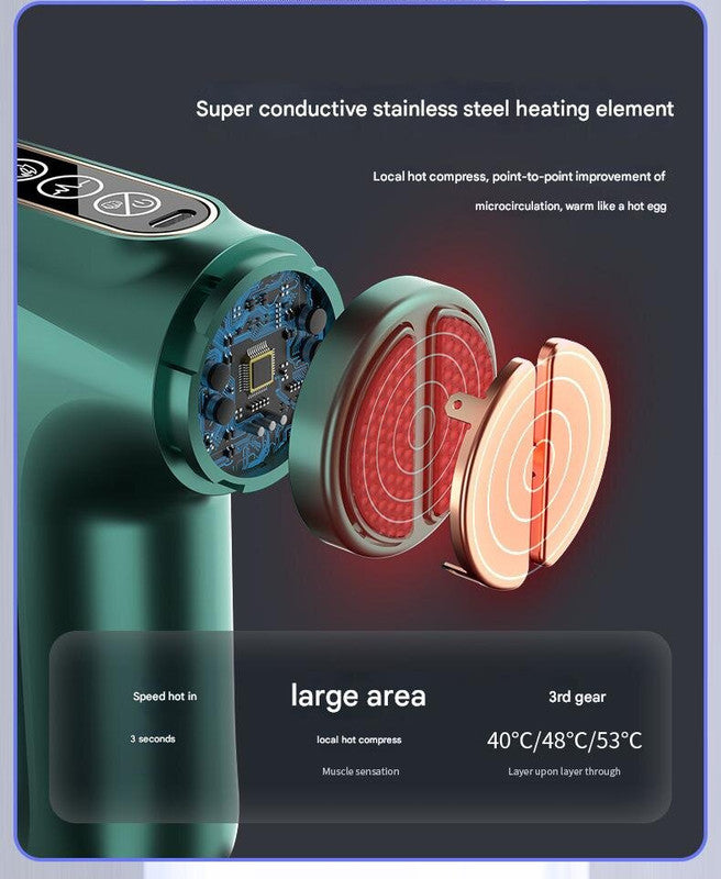 Black Heated Mini Fascia Massage Gun - LCD Display, Muscle Recovery Tool, 32 Adjustable Levels 3