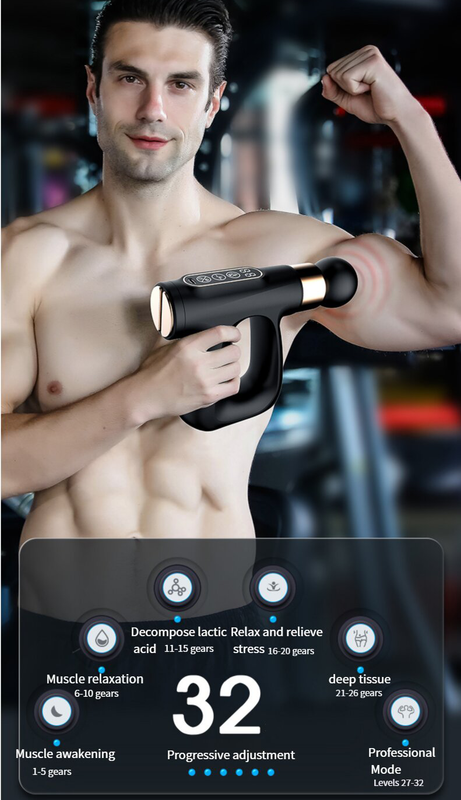 Black Heated Mini Fascia Massage Gun - LCD Display, Muscle Recovery Tool, 32 Adjustable Levels 5