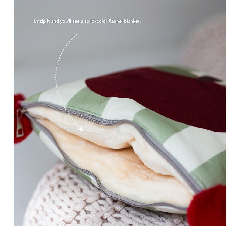 Red Apple Pattern Premium Plush Throw Pillow Blanket Combo – Versatile Sofa Cushion for Home and Car Use, Ideal for Naps and Lounging 4