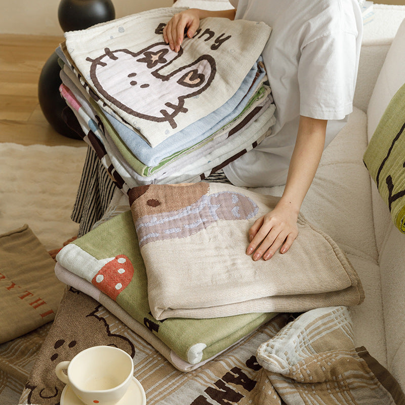 Brown animals Pattern Soft and Absorbent 4-Layer Cotton Bath Towel for Adults and Children | Cartoon Design | 80*160 cm | Perfect for Bathing and Lounging 5