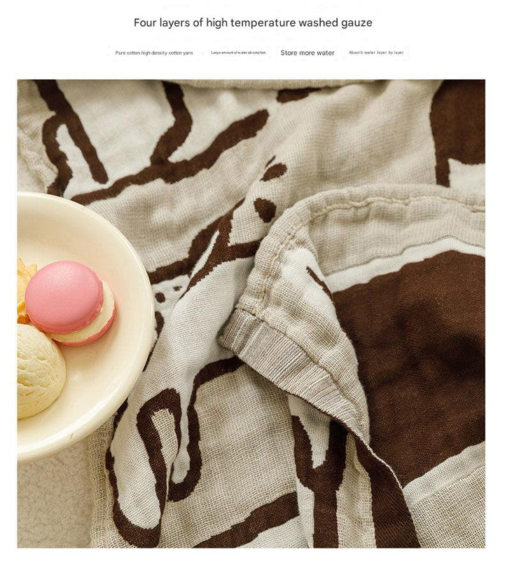 Cats Pattern Soft and Absorbent 4-Layer Cotton Bath Towel for Adults and Children | Cartoon Design | 80*160 cm | Perfect for Bathing and Lounging 3