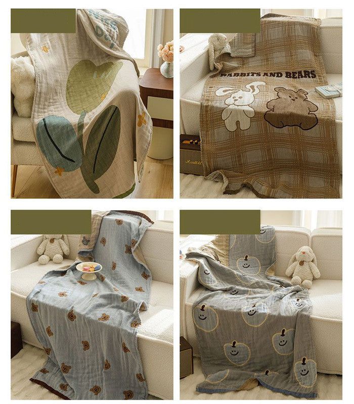 Brown Dogs Pattern Soft and Absorbent 4-Layer Cotton Bath Towel for Adults and Children | Cartoon Design | 80*160 cm | Perfect for Bathing and Lounging 8