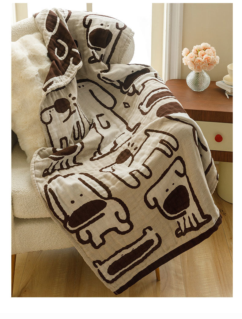 Brown Dogs Pattern Soft and Absorbent 4-Layer Cotton Bath Towel for Adults and Children | Cartoon Design | 80*160 cm | Perfect for Bathing and Lounging 10