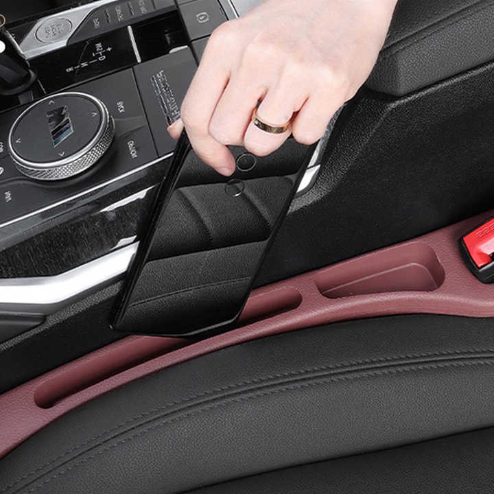 Red Car Seat Gap Filler - 2 Pieces Car Interior Storage Organizer for Front Seat Seam 5