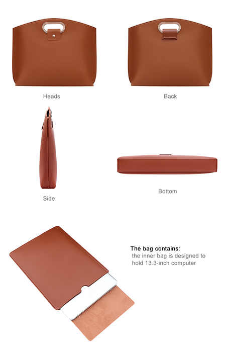 Brown Elegant PU Leather Laptop Handbag & Sleeve – Protective and Stylish Laptop Case with Adjustable Strap for 15.6-inch Laptops 4