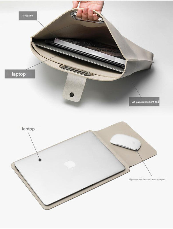Off White Elegant PU Leather Laptop Handbag & Sleeve - Protective and Stylish Laptop Case with Adjustable Strap for 15.6-inch Laptops 6