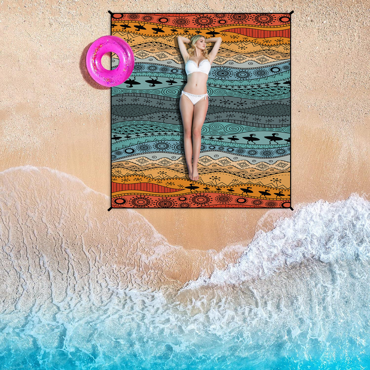 Style STD-001-28 Pink Quick Dry Beach Mat Sand Proof Waterproof Outdoor Picnic Blanket - Compact & Lightweight 5