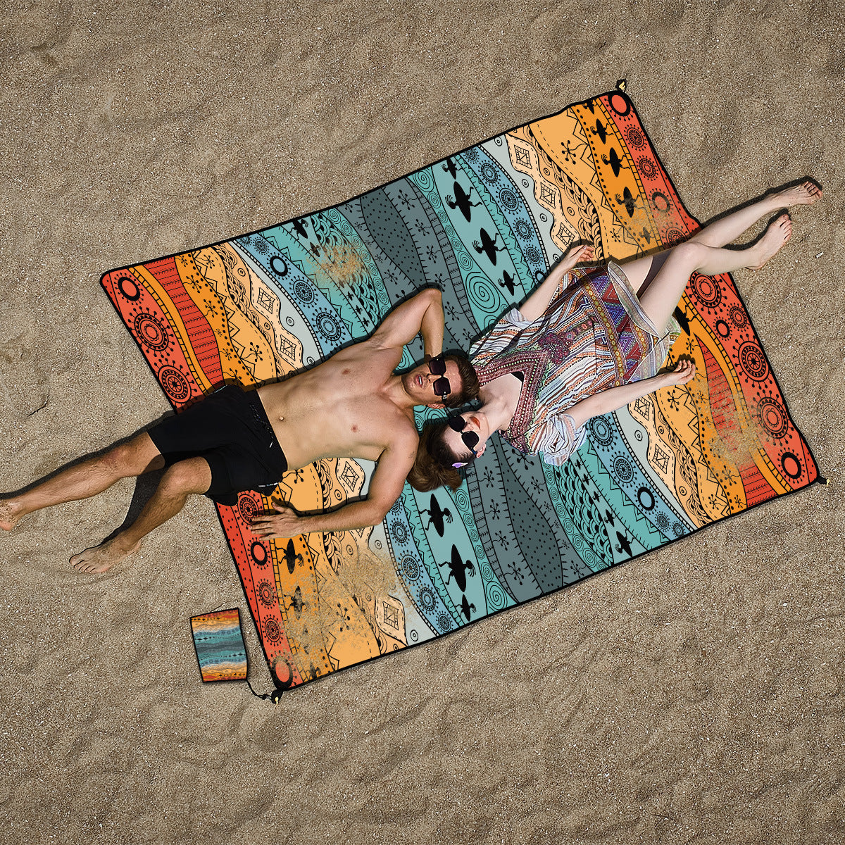 Style STD-001-34 Colorful Quick Dry Beach Mat Sand Proof Waterproof Outdoor Picnic Blanket - Compact & Lightweight 7