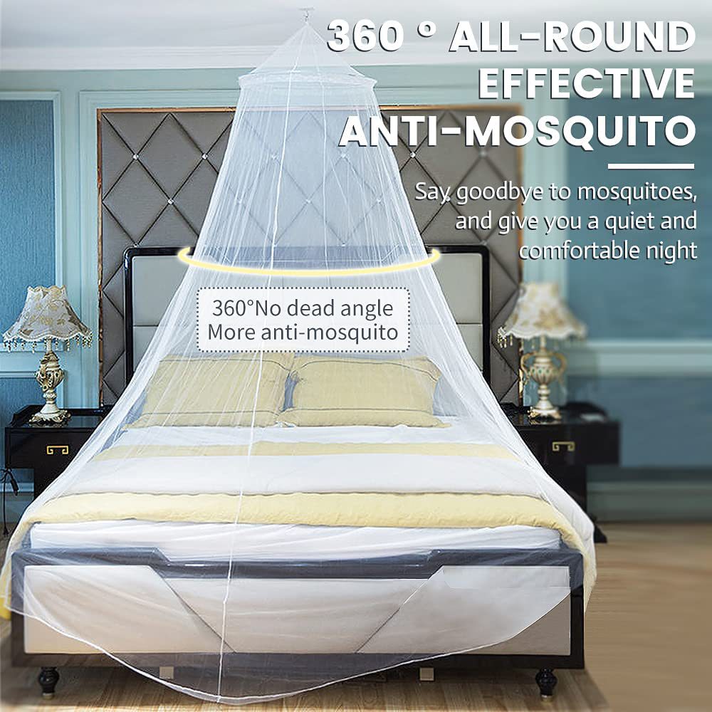 White Hanging Princess Bed Canopy Mosquito Net - Dome Bedding for Dorm Rooms & Bedrooms (Fits ≤1.5m Beds) 7