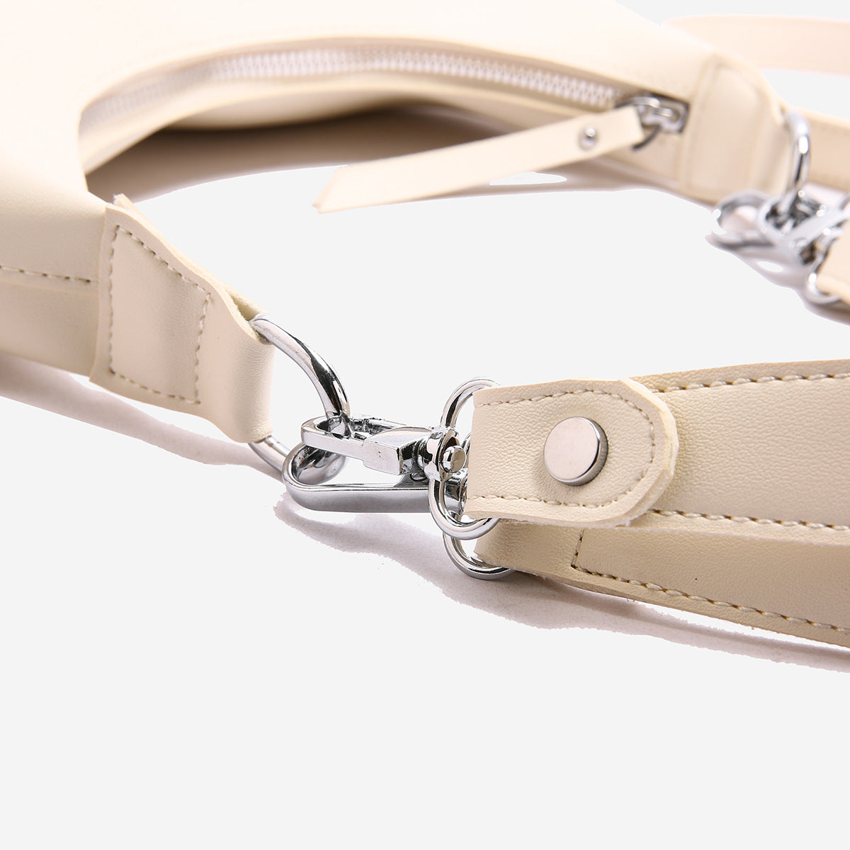 Off White Women's Trendy PU Leather Shoulder Bag - Fashionable Underarm Hobo Bag with Adjustable Strap 10