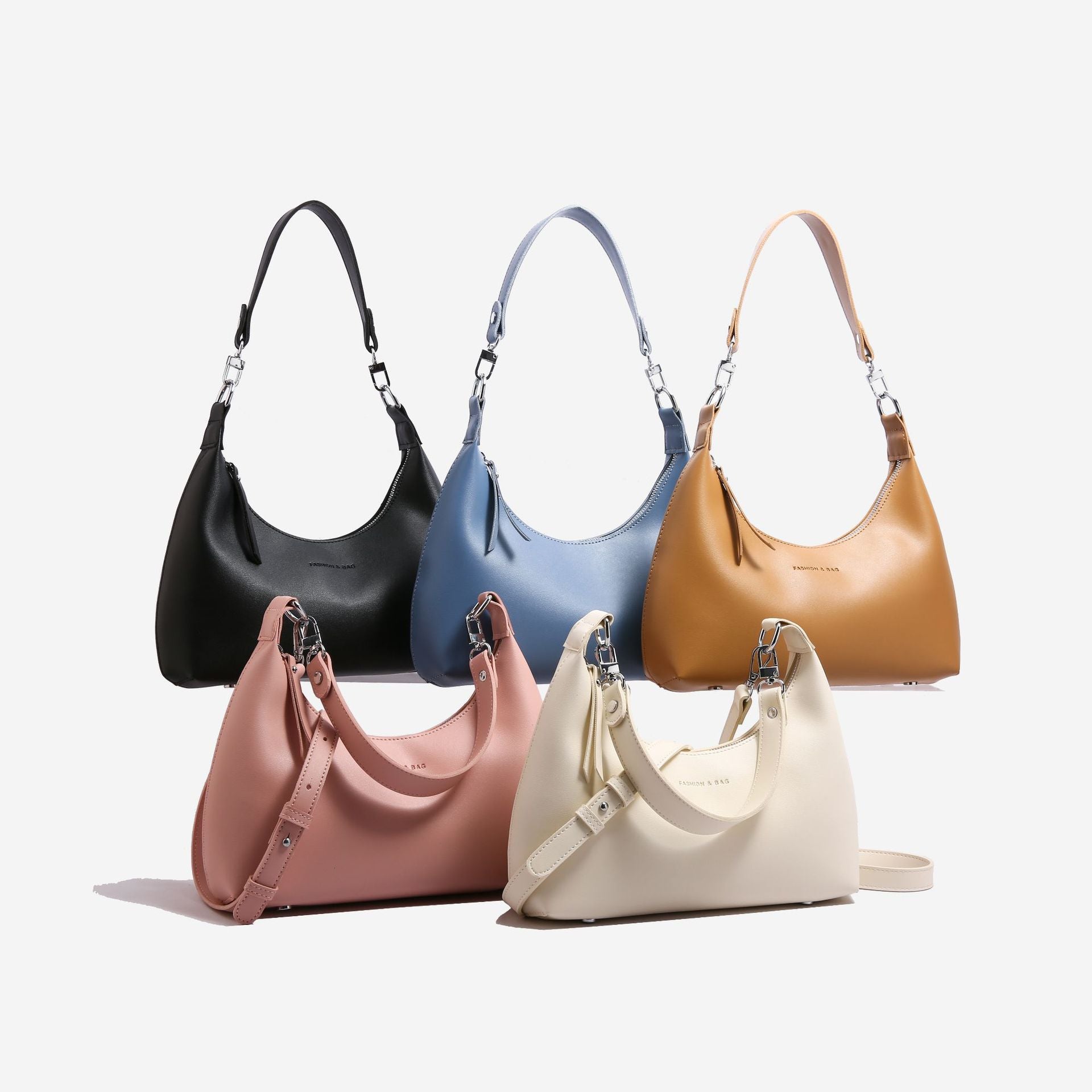 Pink Women's Trendy PU Leather Shoulder Bag - Fashionable Underarm Hobo Bag with Adjustable Strap 5