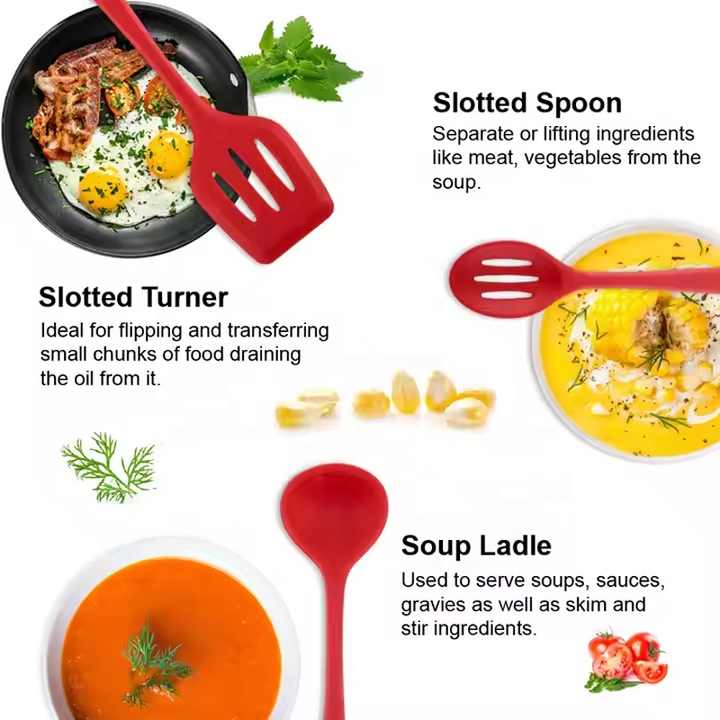 Grey 10-Piece Premium Silicone Kitchen Utensil Set - Heat Resistant, Non-Stick Cookware 4