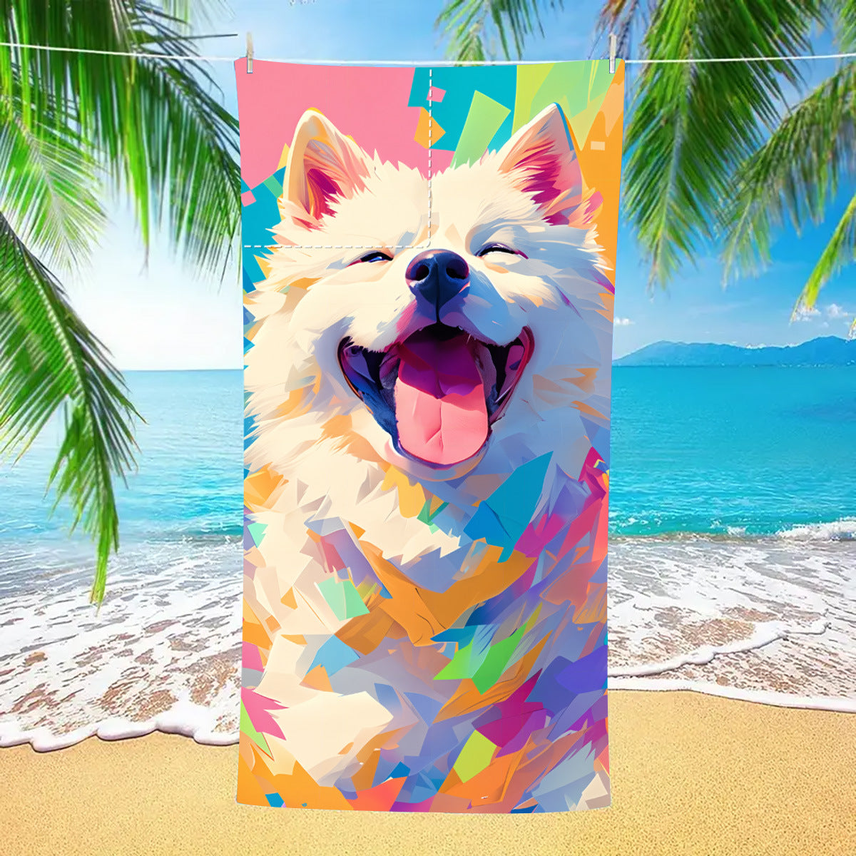 Colorful Dog Pattern 2-in-1 Foldable Beach Towel & Backpack - Microfiber Travel Set is concise 7