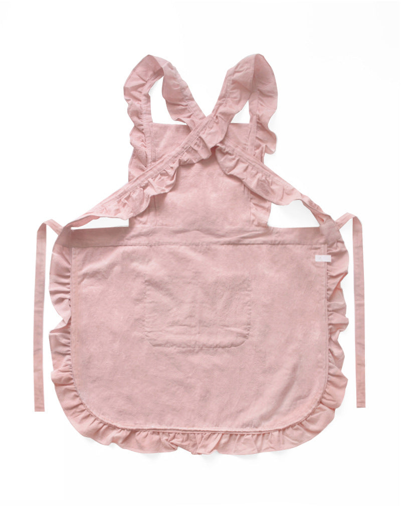 Pink Ruffled Kitchen Apron with Floral Lace - Comfortable Baking & Crafting Apron 3