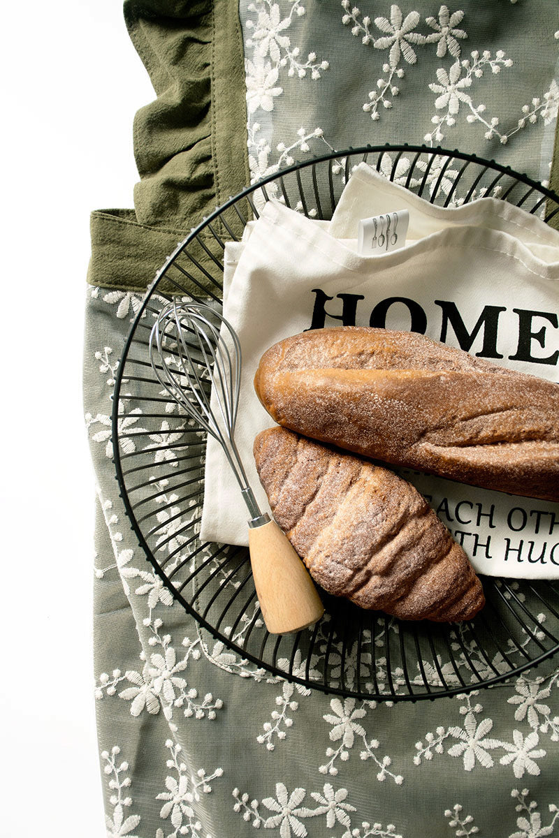 Green Ruffled Kitchen Apron with Floral Lace - Comfortable Baking & Crafting Apron 5