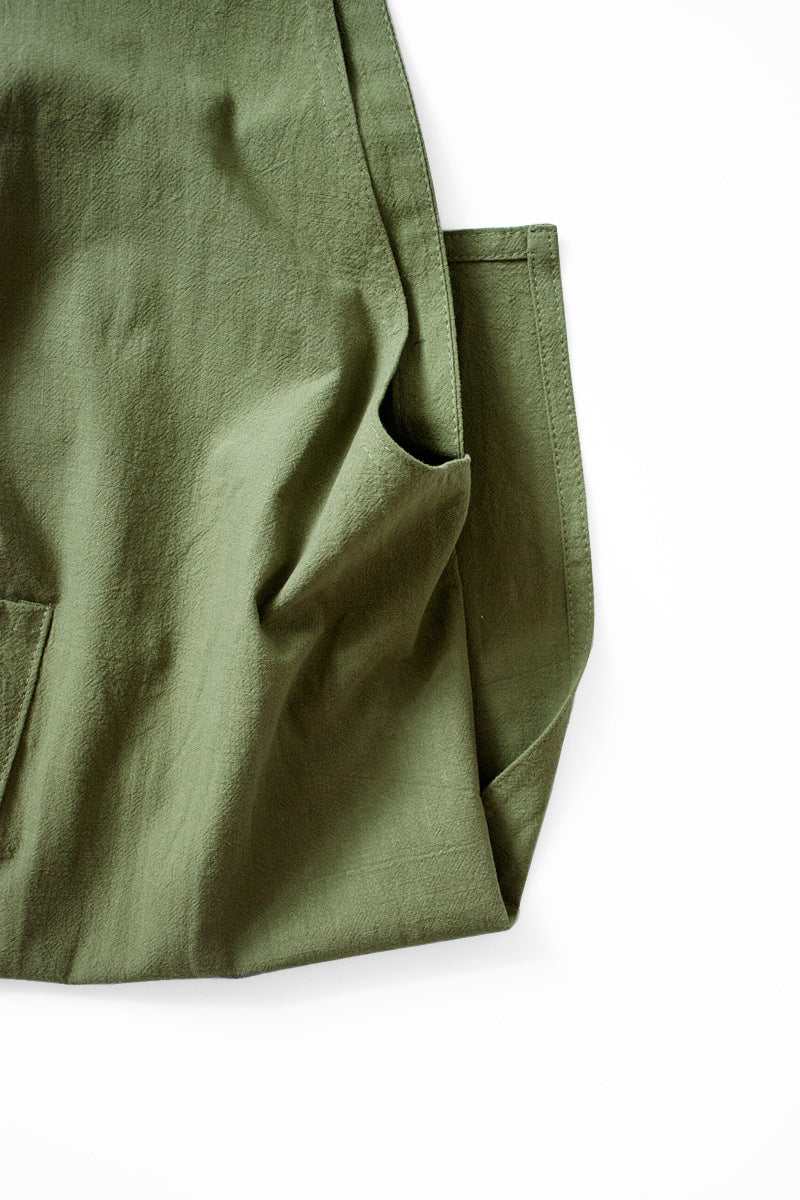 Green Cotton Linen H-Back Apron - Solid Color Kitchen Cooking Apron with Pocket 3