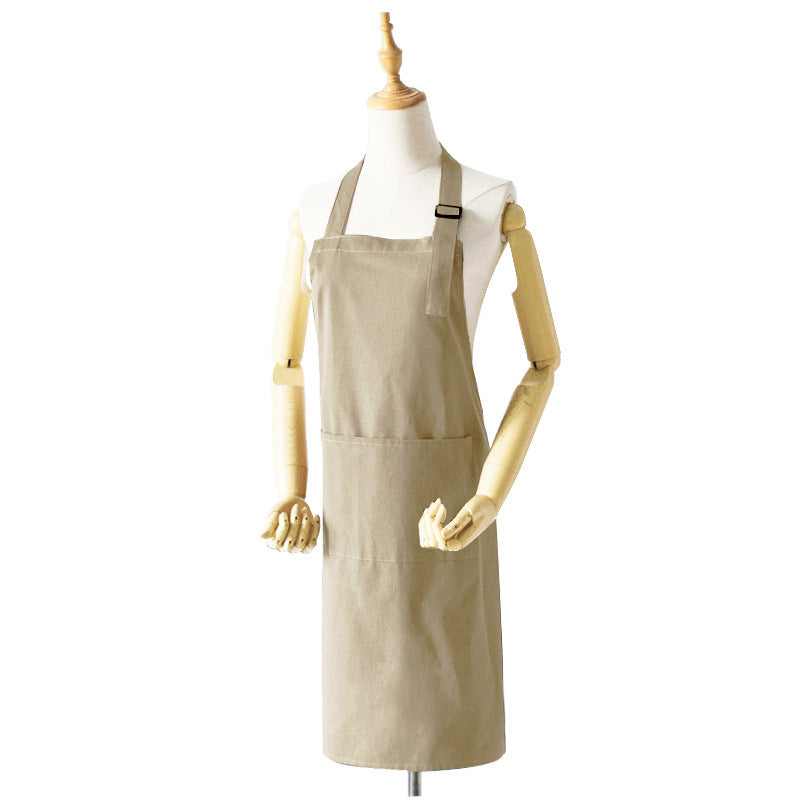 Khaki Waterproof & Oil-Proof Apron - Adjustable Kitchen Apron with Pockets