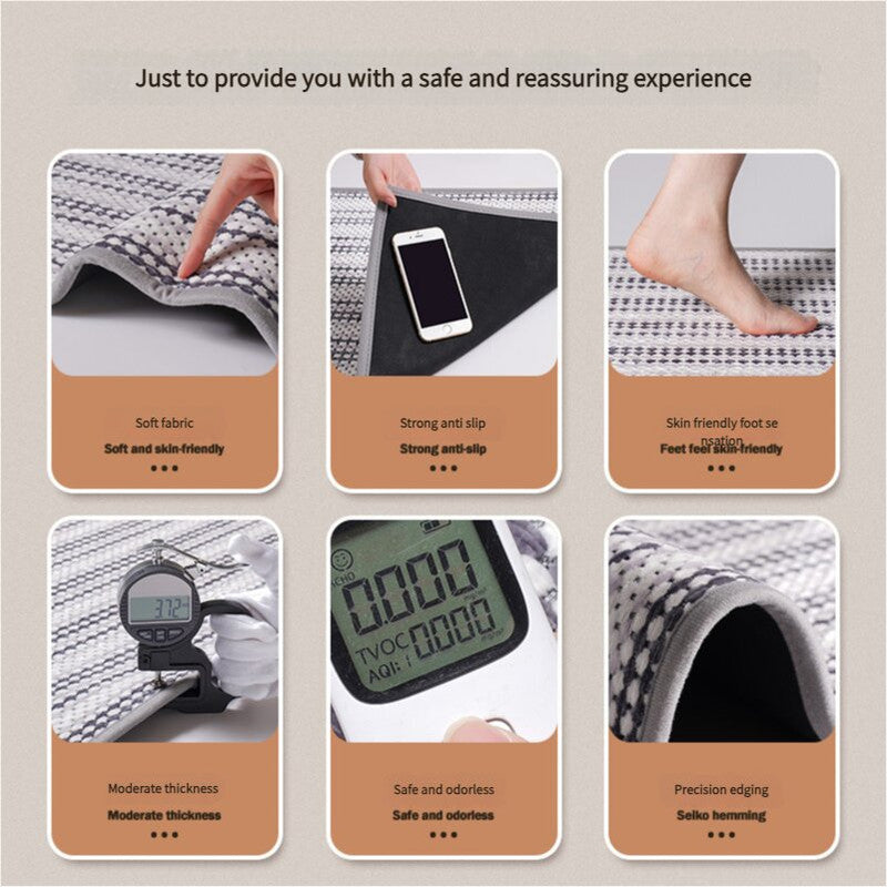 Black Safe & Dry Bathroom Mat - Non-Slip Absorbent Bath Rug 50x80cm 4