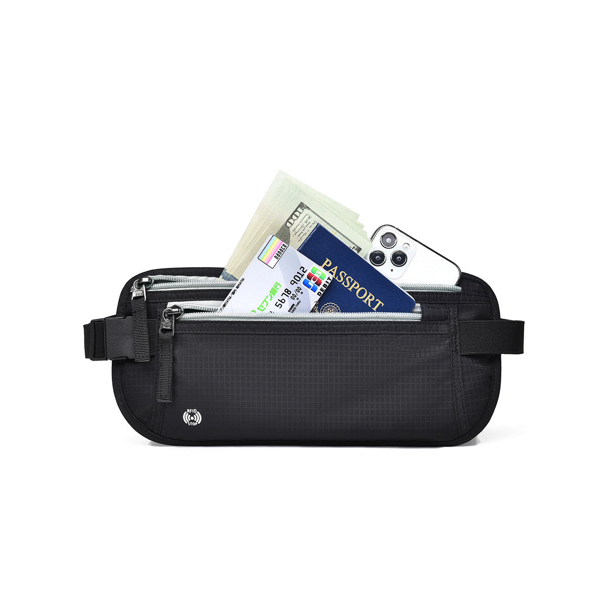 Purple Nylon Travel Waist Pack - Waterproof, RFID Blocking, Lightweight 3
