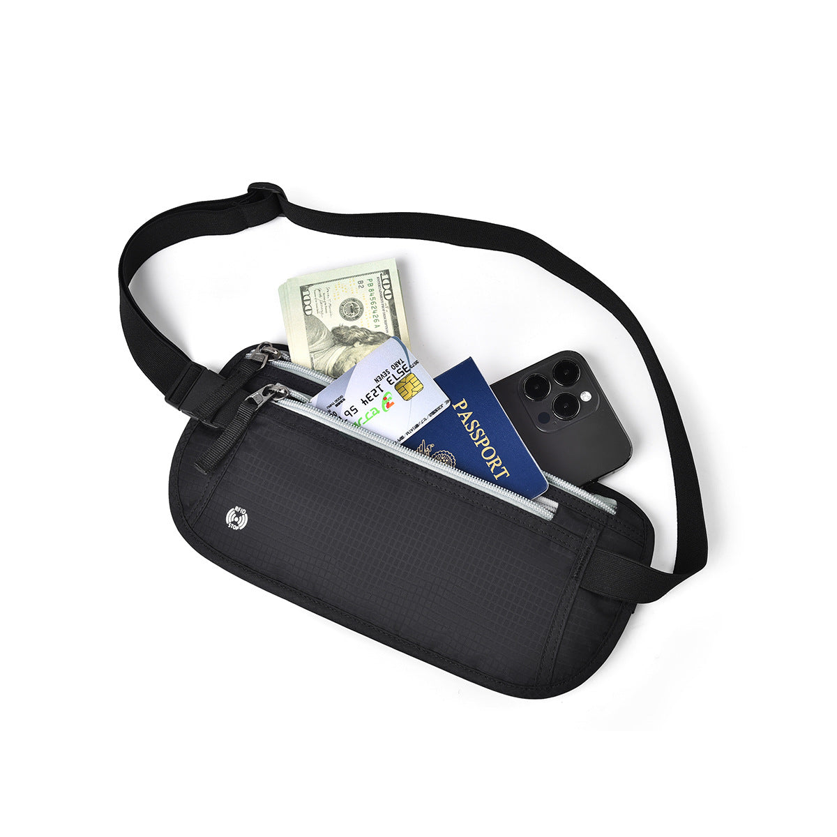 Brown Nylon Travel Waist Pack - Waterproof, RFID Blocking, Lightweight 3
