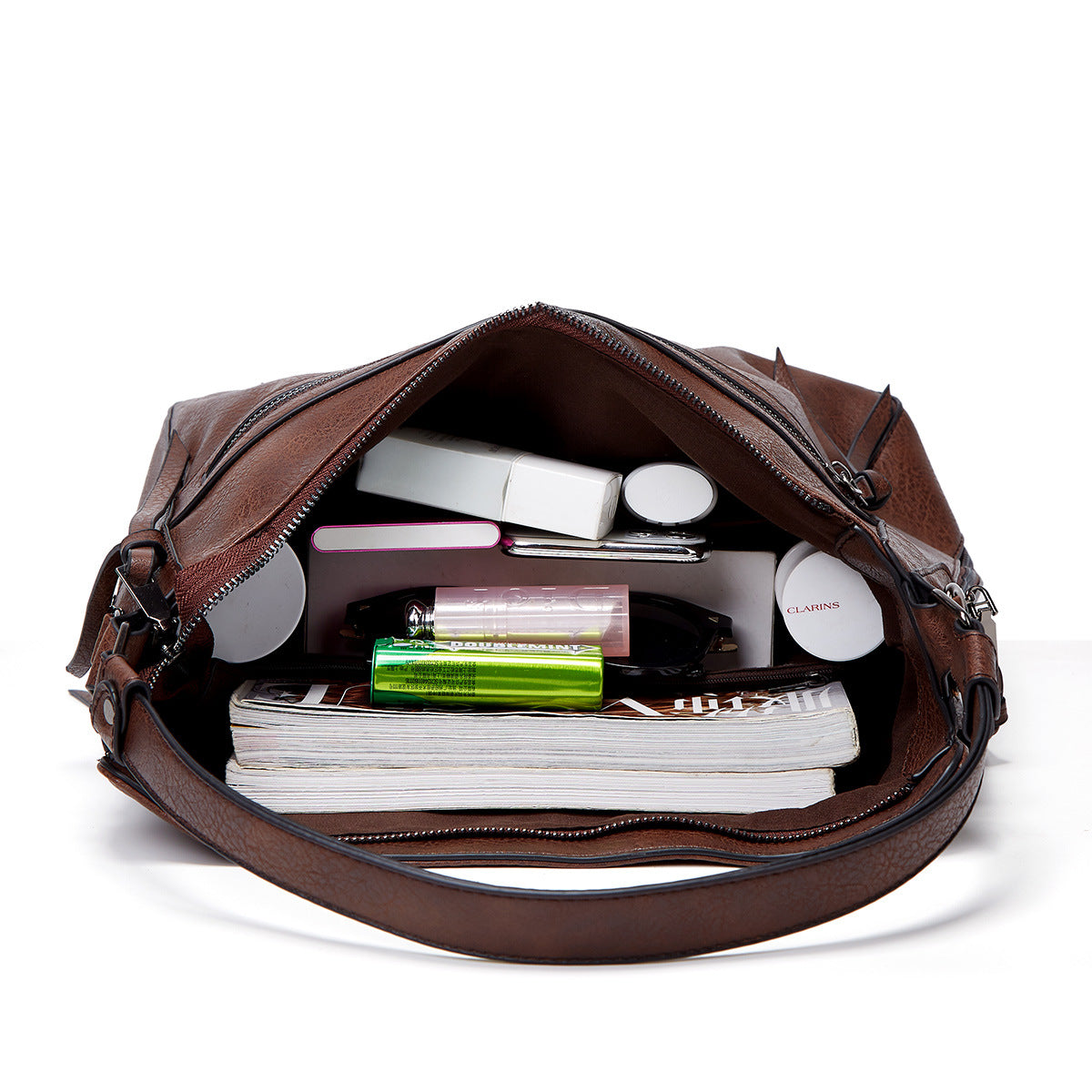 Khaki Spacious & Stylish  PU Leather Tote Bag -  Versatile Shoulder/Crossbody 7