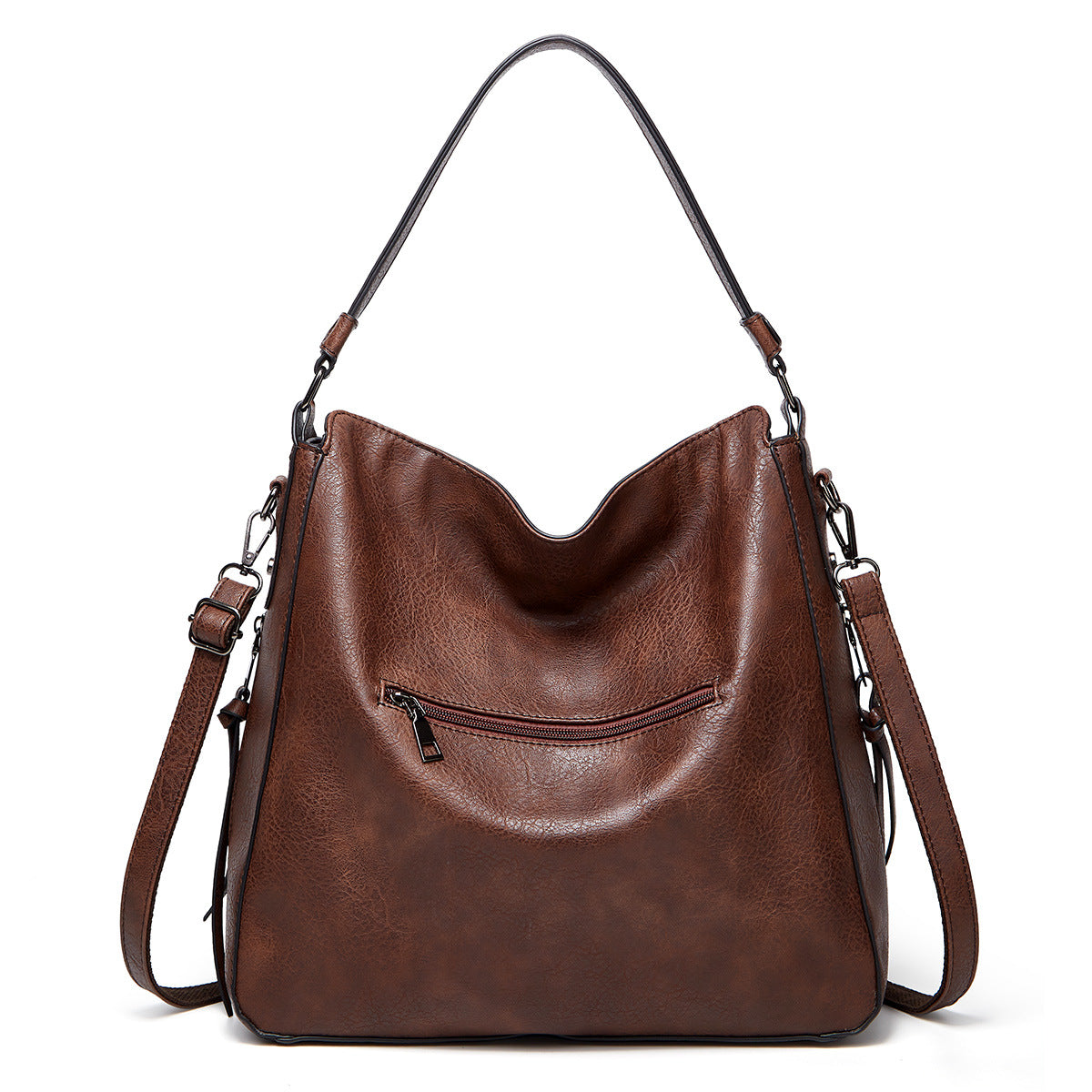 Brown Spacious & Stylish  PU Leather Tote Bag -  Versatile Shoulder/Crossbody 8
