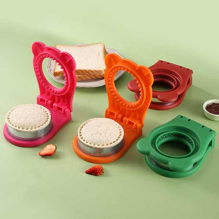 3 Pcs Red Round Sandwich Sealer & Cutter - Safe Hand Guard Design, DIY Pocket Bread Mold