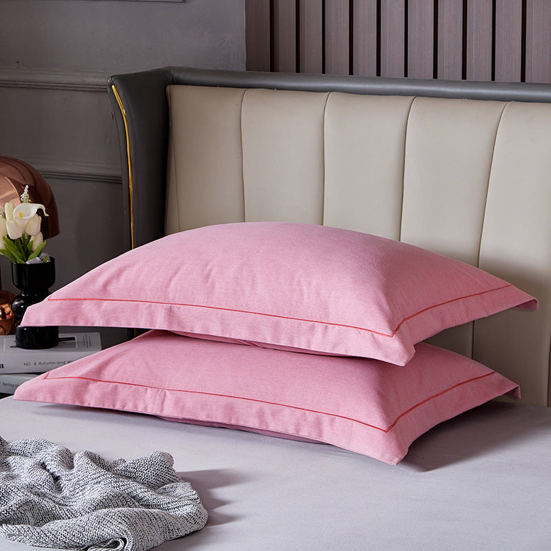 Dark Pink Pure Cotton Flannel Pillowcase Set - Soft, Thickened, Solid Color (Pair, 48x74cm)