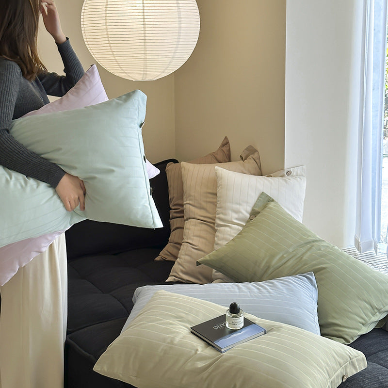 White Wide Stripes Long Staple Cotton Sateen Pillowcase Set - Jacquard Striped, Pure Cotton, 48x74cm (Pair) 3