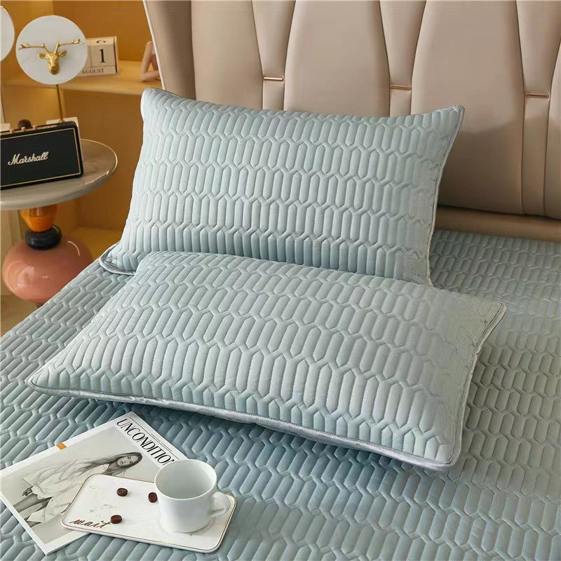 Cyan Cooling latex texture Pillowcase Set - Latex Feeling, Solid Color, 48x74cm (Pair)