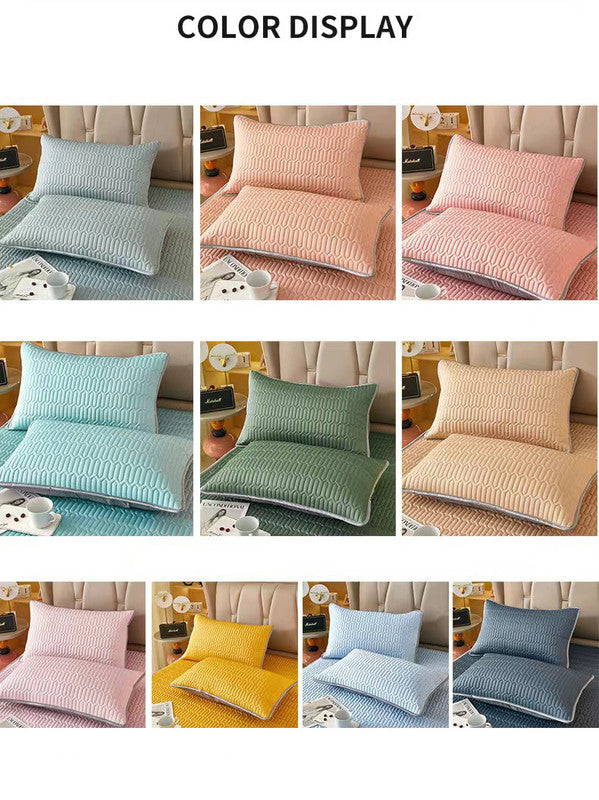 Dark Green Cooling latex texture Pillowcase Set - Latex Feeling, Solid Color, 48x74cm (Pair) 4