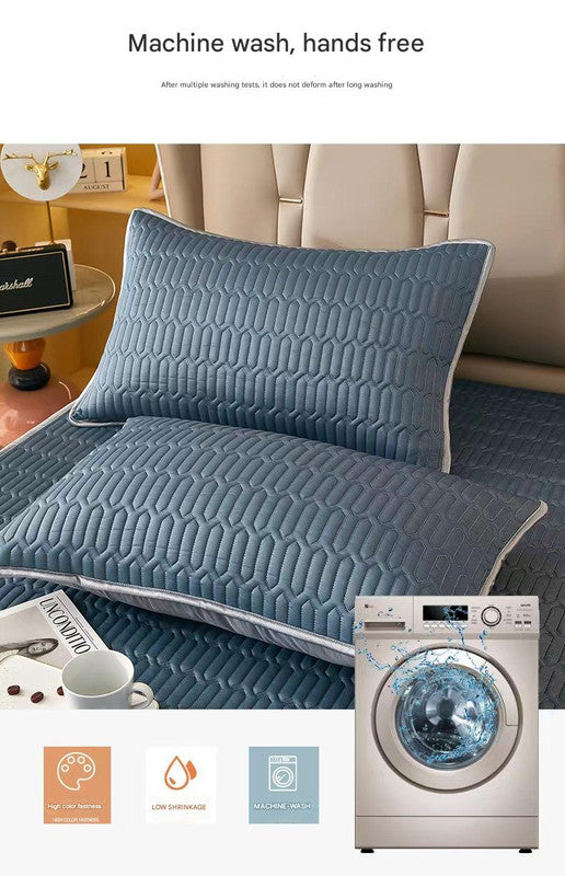 Light Blue Cooling latex texture Pillowcase Set - Latex Feeling, Solid Color, 48x74cm (Pair)